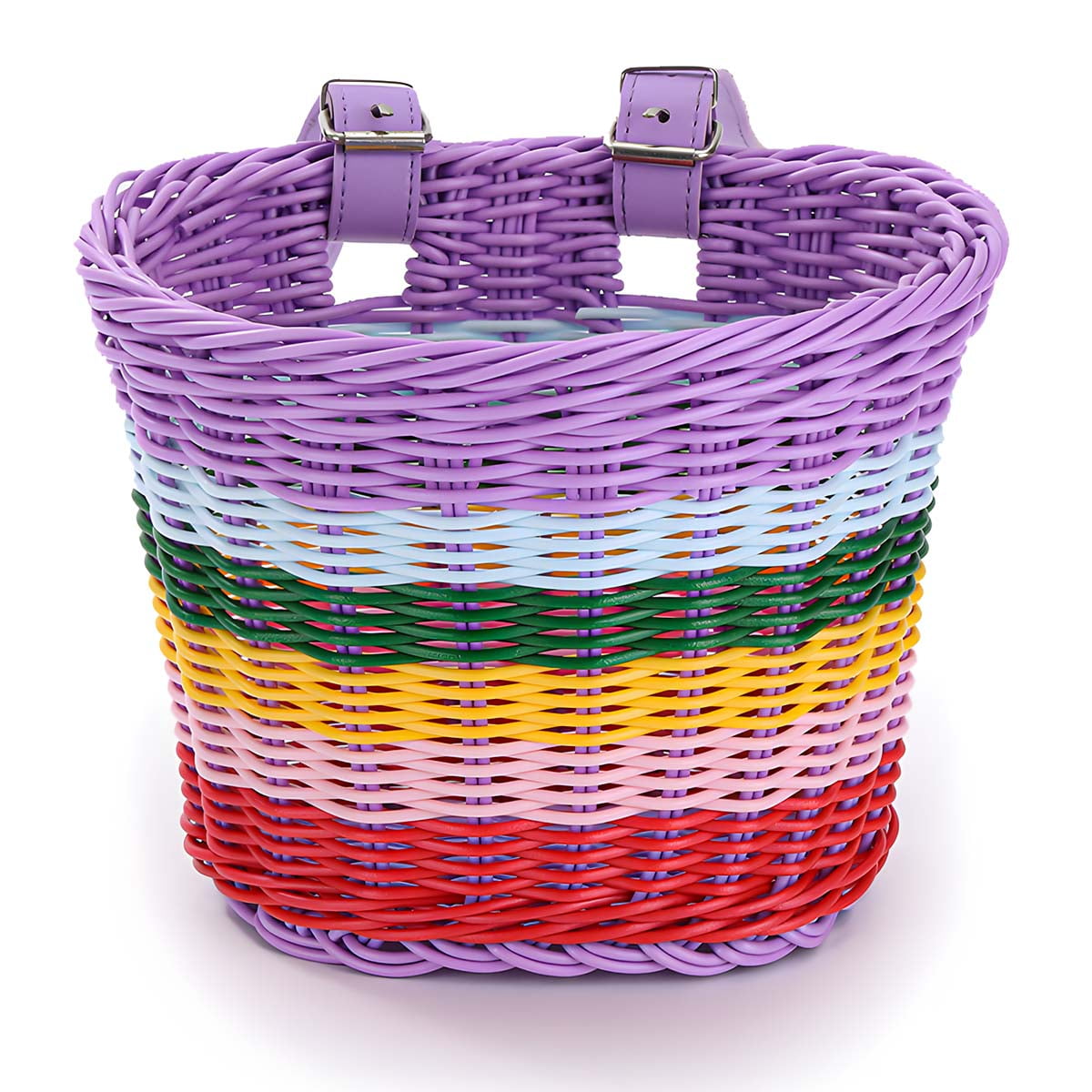 Kids Bicycle Basket Rainbow Bike Basket Cute Bicycle Handlebar Basket Cycling Baskets Front Basket With Straps Bike Accessories For Boys Girls Bicycle Trike Scooter Balance Bike -S