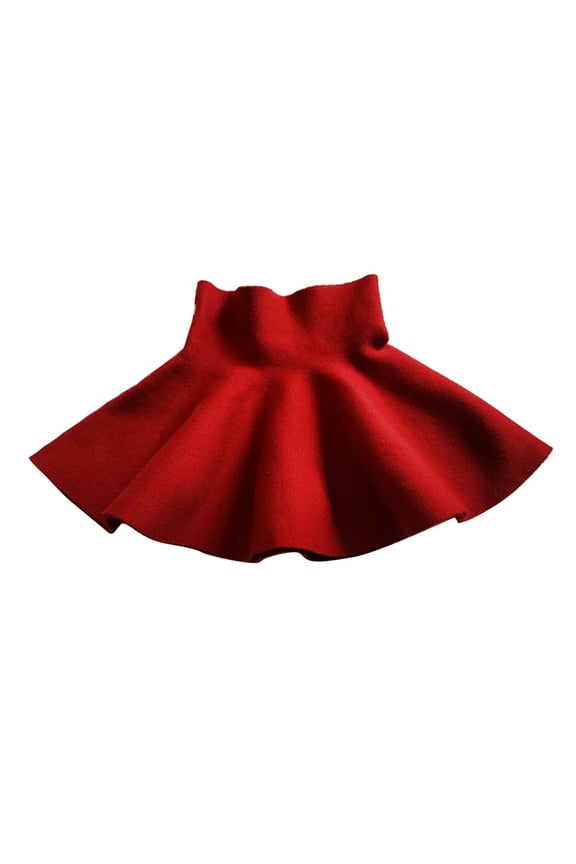 Kids Big Little Girls' High Waist Knitted Flared Pleated A Line Skirt Casual Solid Above Knee Skirt For Toddler Children for 5-6 Years