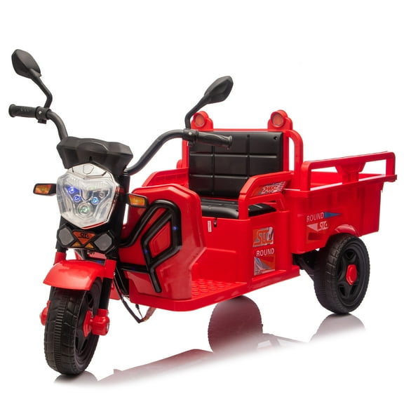Kids Bike 12V Kids Electric 3-Wheel Cargo Truck,2WD,Anti-Slip Wheels,Long Battery Life,Large Storage Space,Extra Wide Seat with LED Lights & Music,Stable Electric Trike for Toddlers,Recommended age: