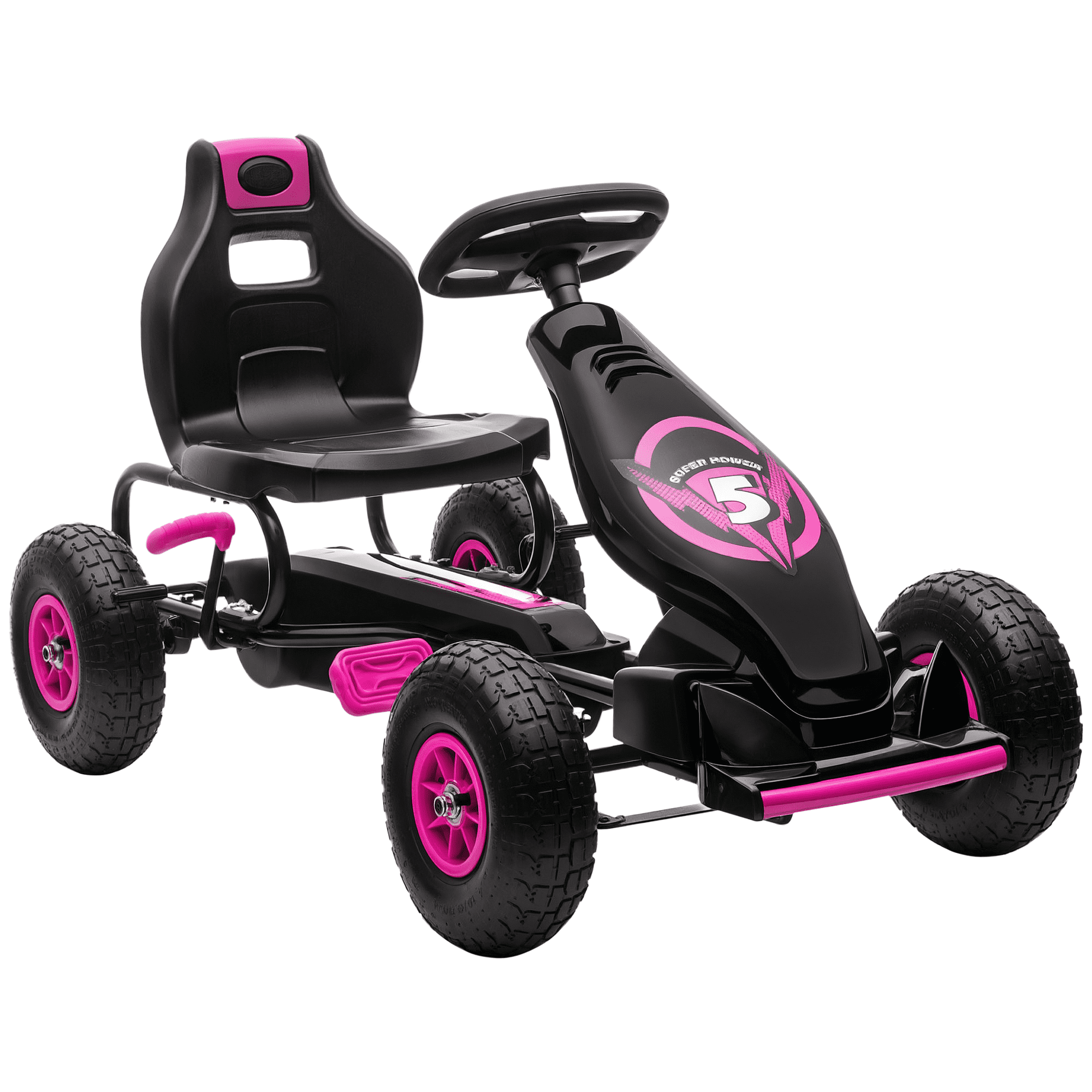 Kids Bike Aosom Kids Pedal Go Kart Ride-on Toy with Ergonomic Comfort, Pedal Car with Tough, Wear-Resistant Tread, Go Cart Kids Car for Boys & Girls with Suspension System, Safety Hand Brake, Ages 5