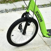 Kids Bike Aosom Youth Scooter Kick Scooter for Kids 5+ with Adjustable Handlebar 16 Front and 12 Rear Dual Brakes Inflatable Wheels, Green,Boys Bike
