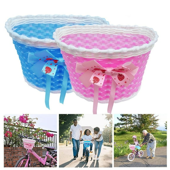 Kids Bike Basket under $5! Xqxayjr Kids Bike Basket, Front Mount Basket for Bicycle and Scooter, Plastic Woven Storage Basket for Children's Cycling Accessories
