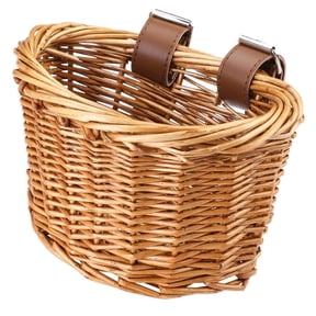 Kids Bike Basket, Bicycle Front Handlebar Handwoven Wicker Basket Bicycles Basket for Boys Girls Bike Decoration Accessories