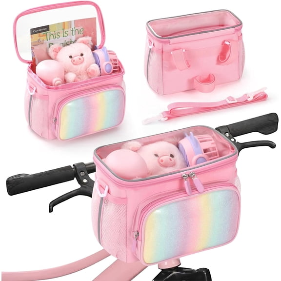 Kids Bike Basket, Front Frame Handlebar Bag for Toddler Scooter Tricycle Bicycle, Cute Small Fabric Bicycle Basket for Boys & Girls,