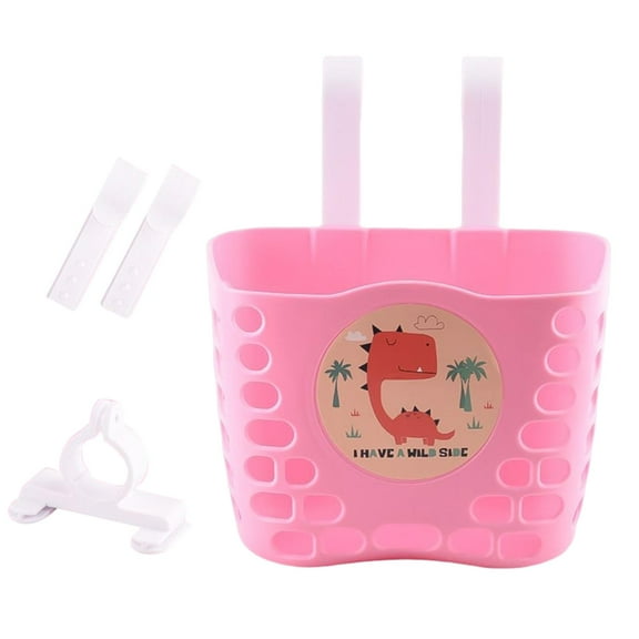Kids Bike Basket, Hanging Panniers, Water Resistant, Boys Girls Cycling Basket, Children's Basket for Scooter Kids Tricycles Pink