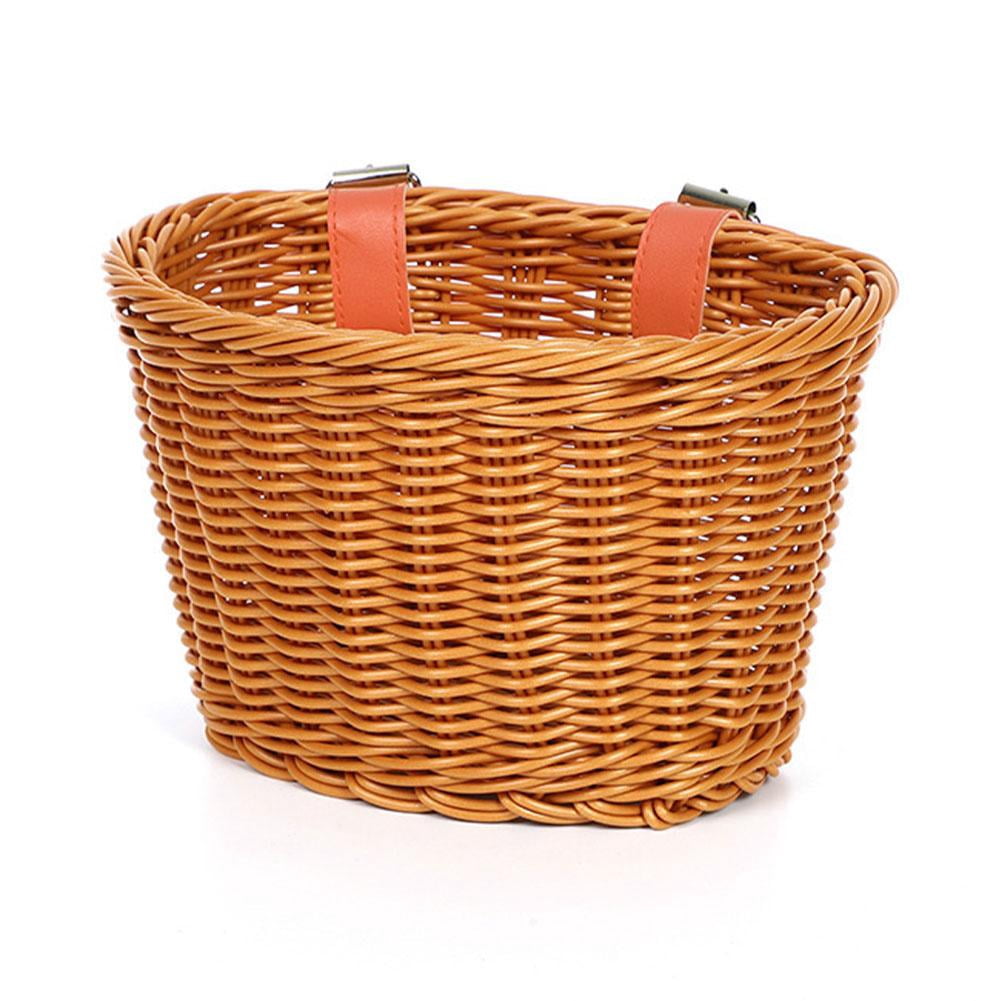 Kids Bike Basket Wicker Style Front Bicycle Basket for Boys Girls Mini Handlebar Basket for Kids Bike Scooter