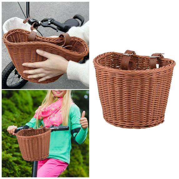 Kids Bike Basket Wicker Woven Front Bicycle Basket for Boys Girls Mini Handlebar Basket for Kids Bike or Scooter