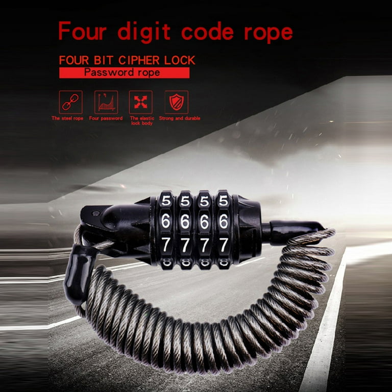 Kids Bike Bell Security Bike Lock 4 Digit Resettable Combination Cable Lock for Bicycle