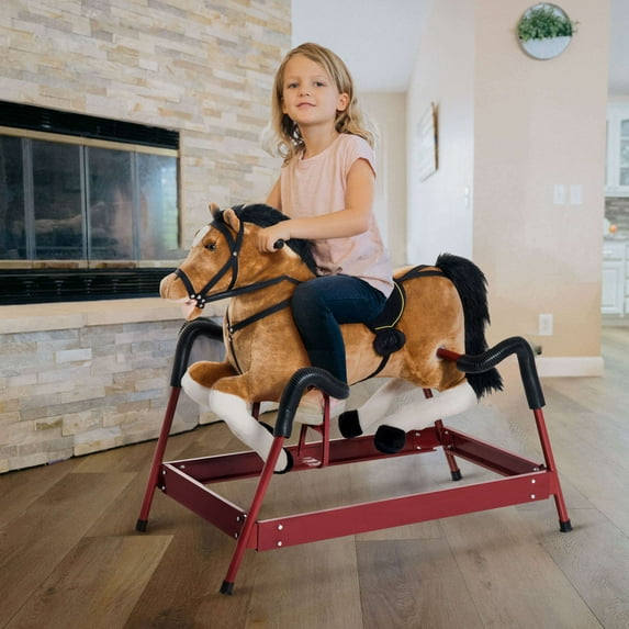 Kids Bike Durable Plush Toddlers Spring Rocking Horse, Bouncing Rocker Toy with Realistic Sounds,Boys Bike