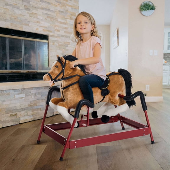 Kids Bike Durable Plush Toddlers Spring Rocking Horse, Bouncing Rocker Toy with Realistic Sounds,Boys Bike