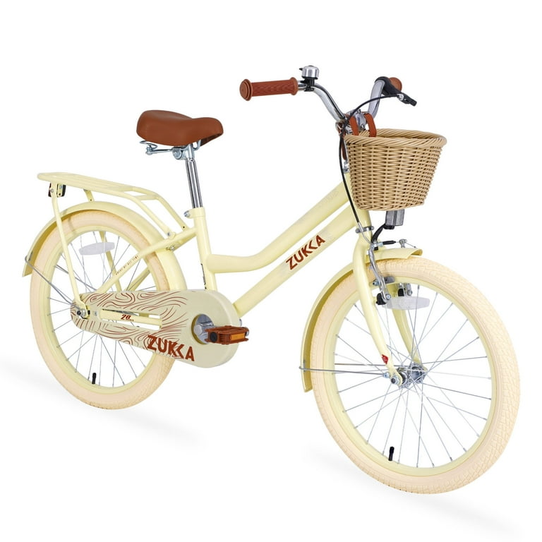 Kids Bike Girls Bike with Basket Ages 7 12 Years Old 20 Inch Wheels with Handbrake Kickstand No Training Wheels Retro Style Kids Bikes Yellow