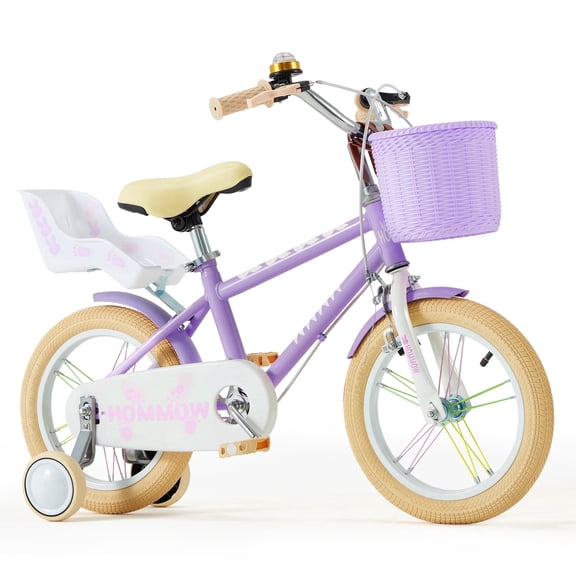 Kids Bike for Girls Boys Ages 3-12 Years, 12 14 16 Inch Kids Bike with Training Wheels, Streamers, Basket and Doll Seat, Children Bicycles with Dual Brake System, Multiple Colors