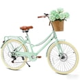 thumbnail image 1 of Kids Bike for Girls, Akaber 20 Inch Kids Bicycles for 6-15, 7-Speed Retro Cruiser with Rattan Basket, Lightweight Carbon Steel Frame, Dual Disc Brakes, 1 of 10