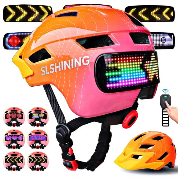 Kids Bike Helmet with LED Display & Remote Control, 64 Light Patterns, Turn & Stop Signals, Multi-Sport Helmet for Toddler & Youth Ages 3-14, Safe for Boys Girls Bicycle Scooter Mountain Bike