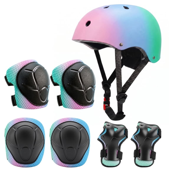 Kids Bike Helmet & Protective Gear Set – Adjustable Helmet with Knee Pads, Elbow Pads, and Wrist Guards for Scooters & Skateboards