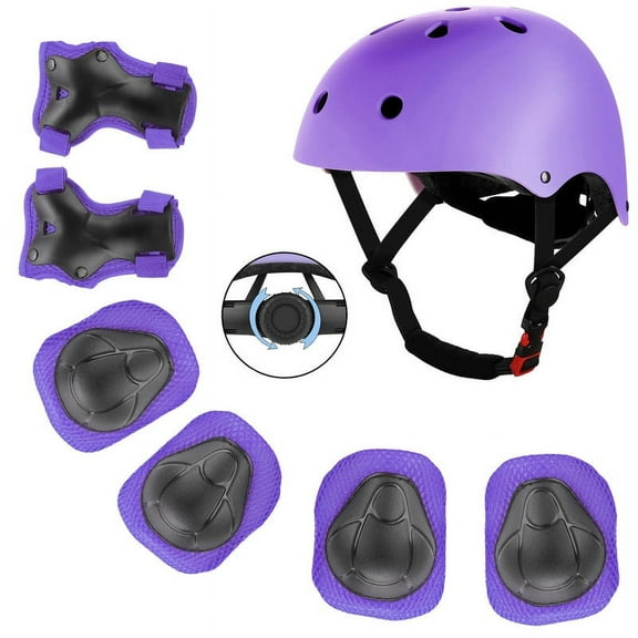 Kids Bike Helmet Set Skateboard Knee Pads, Helmet Pad Set Protective Gear Set Adjustable for Girls Kids 3-10yrs Helmet Elbow Pads Wrist Guards for Sport Cycling Bike Roller Skating Scooter