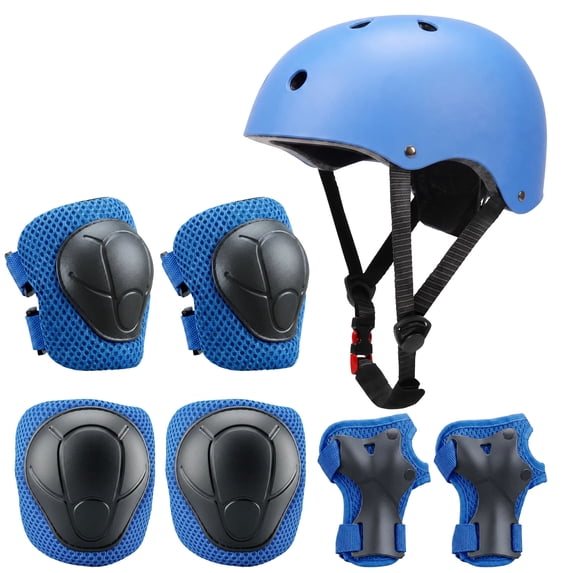 Kids Bike Helmet Set with Knee Pads Elbow Pads Wrist Guards, Adjustable Helmet for Boys Girls Bicycle Scooter