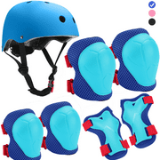 Kids Bike Helmet Toddler Helmet Kids Sport Protective Gear Set Boy Girl Child Cycling Helmet with Knee Pads Elbow Pads Wrist Guards Youth Skateboard Helmet for Kids 3+（blue red）