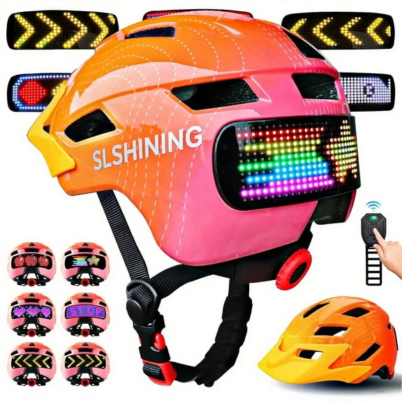 Kids Bike Helmet with LED Display,Remote Control,64 Patterns for Ages 3-14,Multi-Sport for Cycling and Scooters