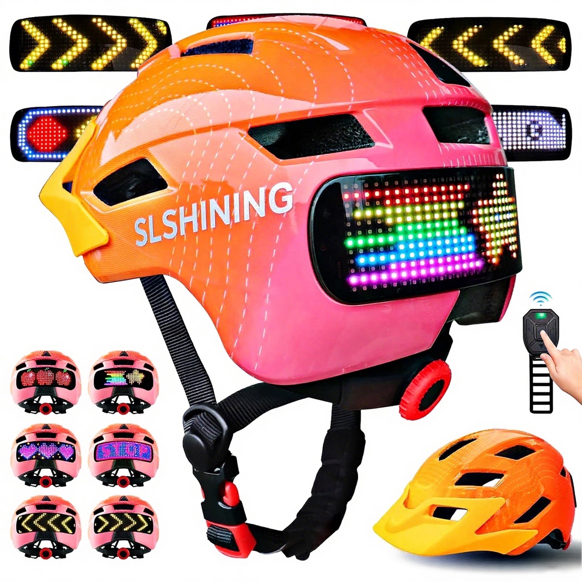 Kids Bike Helmet with LED Display & Remote Control, 64 Light Patterns, Turn & Stop Signals, Multi-Sport Helmet for Toddler & Youth Ages 3-14, Safe for Boys Girls Bicycle Scooter Mountain Bike