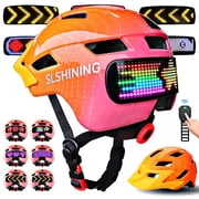 Kids Bike Helmet with LED Display & Remote Control, 64 Light Patterns, Turn & Stop Signals, Multi-Sport Helmet for Toddler & Youth Ages 3-14, Safe for Boys Girls Bicycle Scooter Mountain Bike