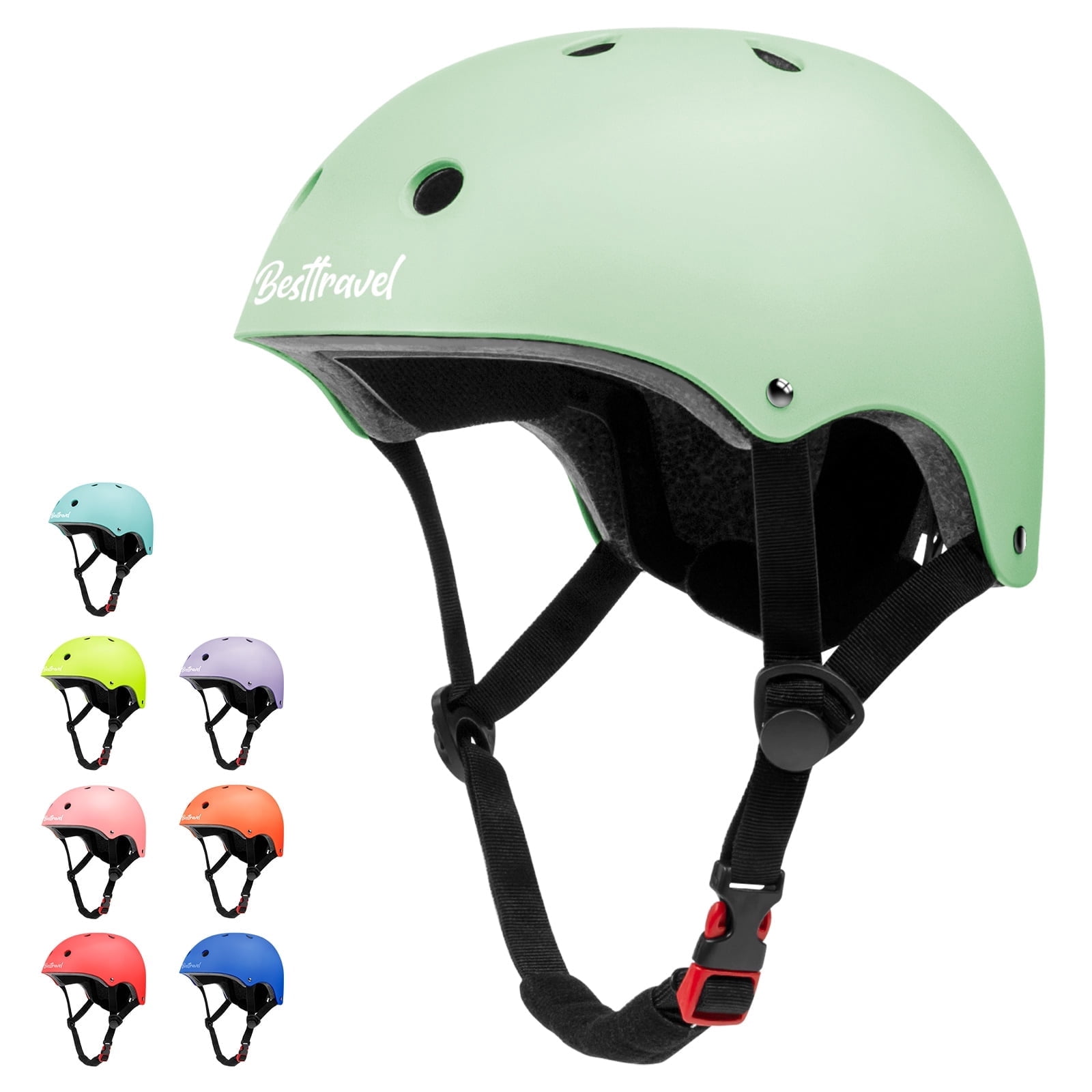 Kids Bike Helmet for Toddlers 3-8 Years, Adjustable Lightweight Multi-Sport Protection for Cycling & Skateboarding - Light Green