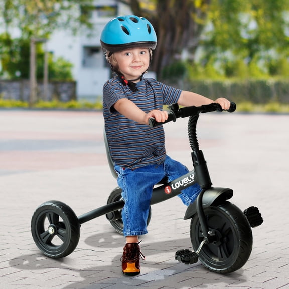 Kids Bike Qaba 3-Wheel Recreation Ride-On Toddler Tricycle With Bell Indoor / Outdoor - Black,Boys Bike