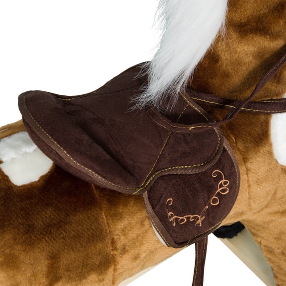 Kids Bike Qaba Kids Metal Plush Ride-On Rocking Horse Chair Toy With Nursery Rhyme Music - Dark Brown,Boys Bike