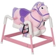 thumbnail image 1 of Kids Bike Qaba Spring Rocking Horse, Kids Ride on Horse, Plush Horse Ride-on with Sounds & Foot Stirrups, Saddle for Kids 3-8 Years, Pink,Boys Bike, 1 of 8