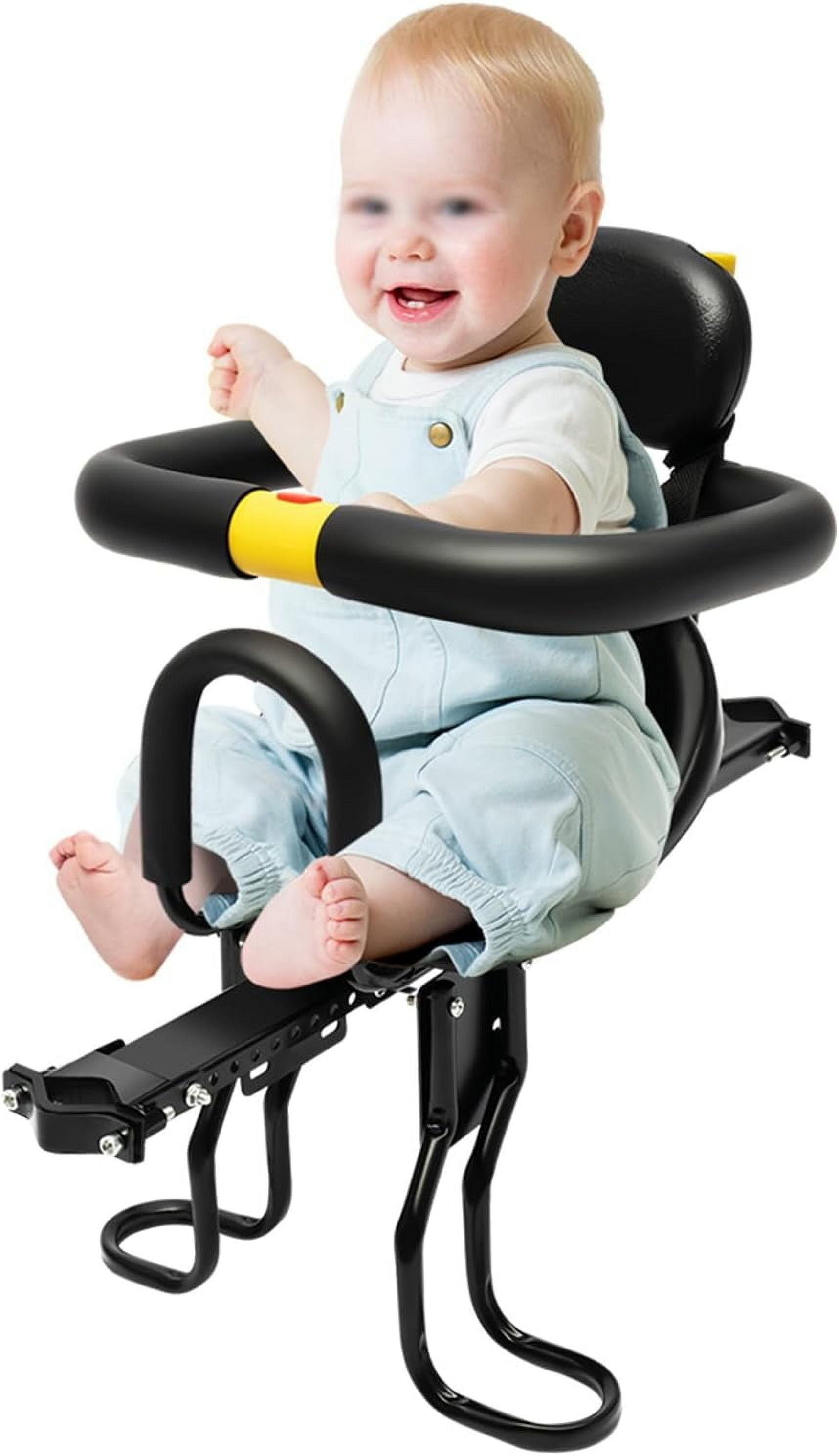 Kids Bike Seat Black Portable Position adjustable Baby Bike Seat Front Mount Toddler Child Bike Seat Suitable for 8 Months-6 Years Old Child Bicycle Seat for Adult Bike Mountain Bike Electric Bikes
