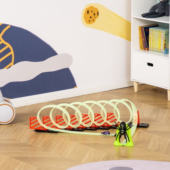Kids Bike Track Builder DIY Loop Kit with Luminous Effect Spider Model Pull-back Car,Boys Bike