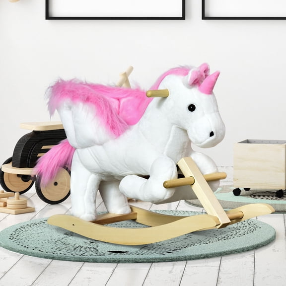 Kids Bike Unicorn Baby Rocking Horse Toy for Kids with Lullaby Song, Plush Ride on Horse with Heavy-Duty Support System, Interactive Toy Pretend Play Toy for Toddlers,Boys Bike