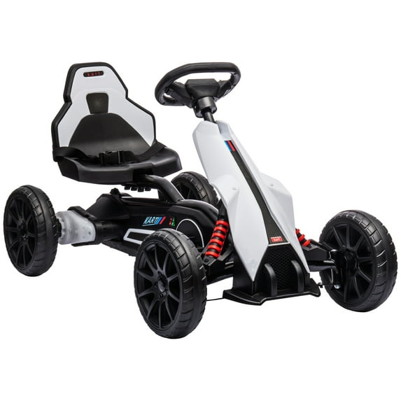 Kids Bikes Aosom 12V Electric Go Kart for Kids, Outdoor Ride-On Toy with Forward Backward Drive & Adjustable Speed, Gift for Child 3-8 Years Old, White,Kids Riding Toys