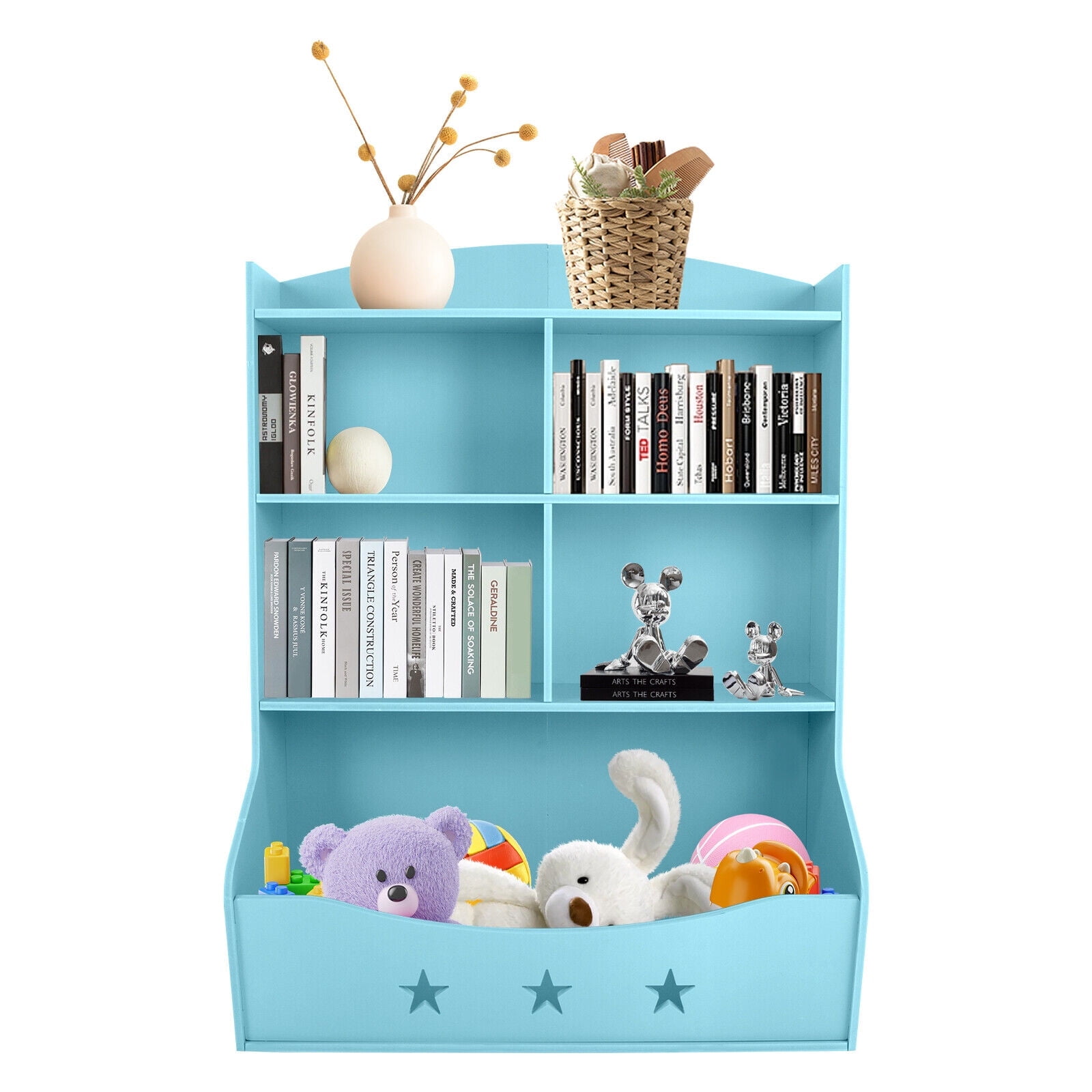 Kids Bin Toy Storage Box Bookcase Organizer Shelf Playroom Bookshelves Blue 30.12*13.39*36.61in