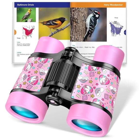 Kid Binoculars for Kids Ages 3-8 , 4X Magnification Shockproof Outdoor Toys for Adventures, Unicorn Toys Birthday Gifts for 3 4 5 6 7 8 Year Old Girls