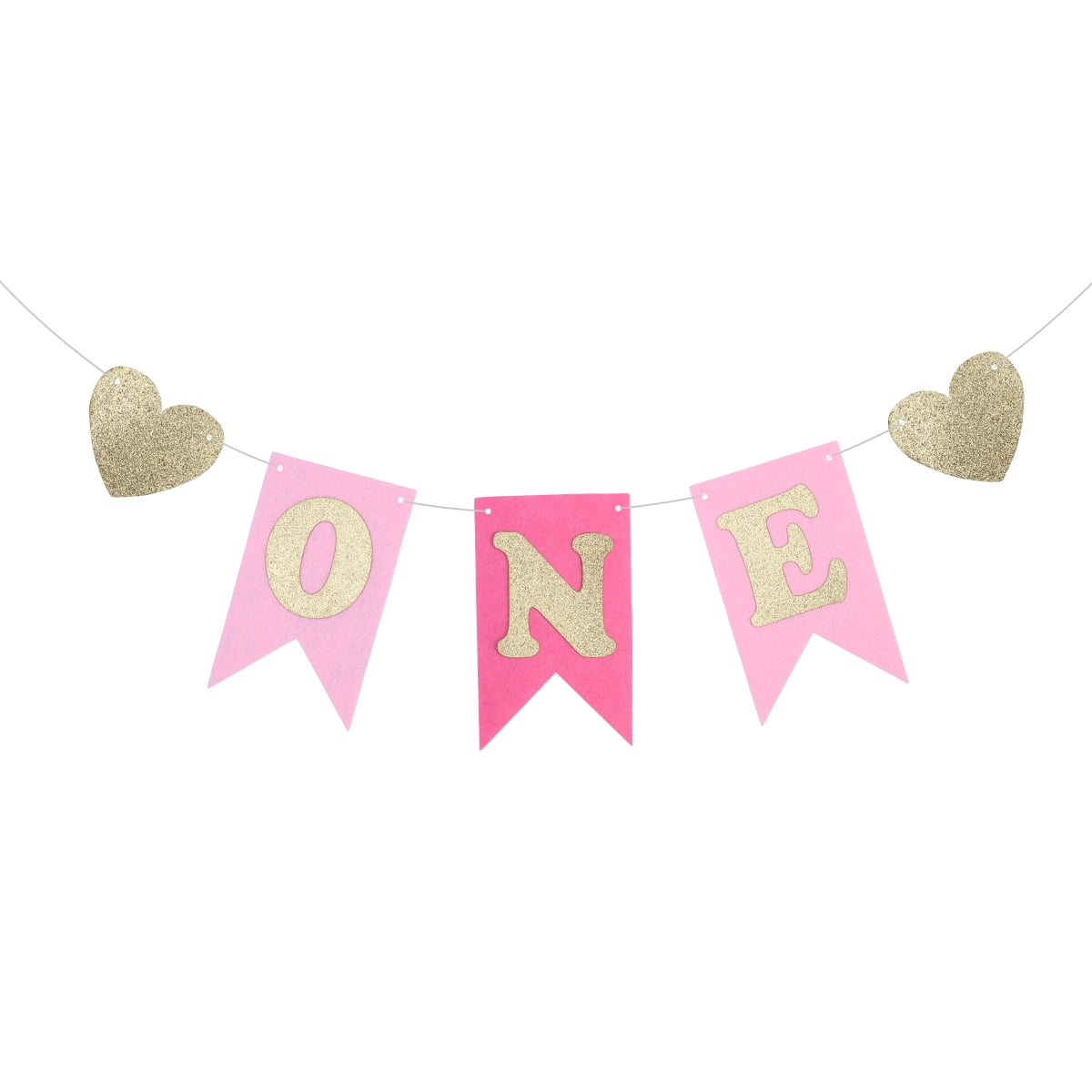 126 Pieces Make Your Own Banner Kit - DIY Banner with Gold Glitter Letters  A-Z, Numbers 0-9, Hearts, Stars, and 3 Strings
