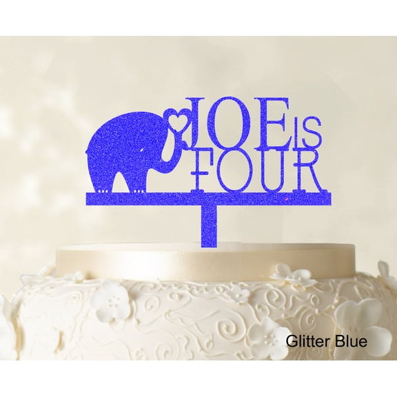 "Kids Birthday Cake Topper Personalized Glitter Blue Cake Topper Color Option Available 5""-7"" Inches Wide"