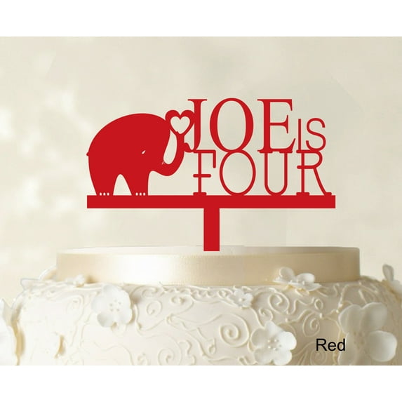 "Kids Birthday Cake Topper Personalized Red Cake Topper Color Option Available 5""-7"" Inches Wide"
