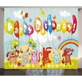 thumbnail image 1 of Ambesonne Birthday Party Curtains 2 Panel Set, Farm Barn Animals, 108" x 96", Multicolor, 1 of 3