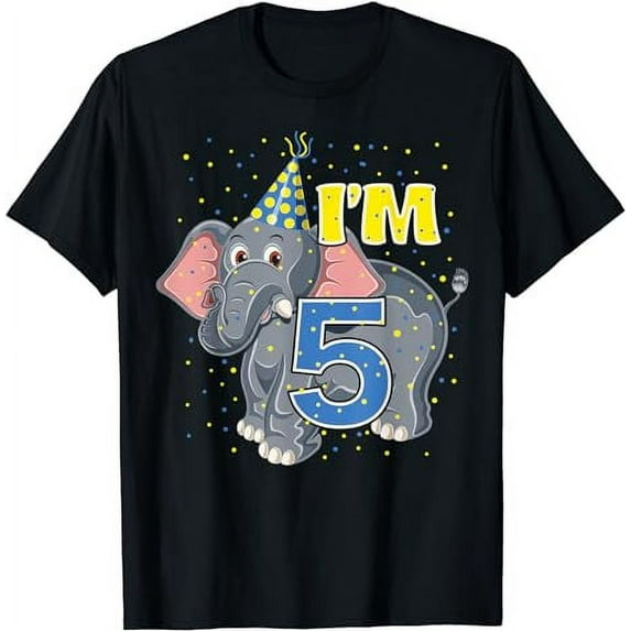 Kids Birthday Elephant 5-Year-Old Zoo 5th Birthday Party T-Shirt