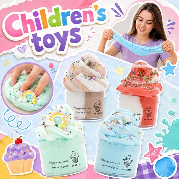 Kids Birthday Party Favor, Craft Modeling Material Diy Set, Fruit Themed Fimo Modeling Material, Classroom Reward Toys, 2X2 Inch 1-Piece Ice Cream Swirl Cloud Modeling Material,