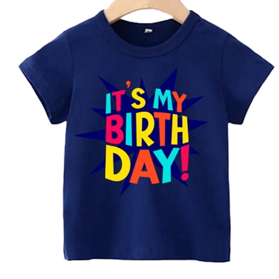Kids Birthday Print Tshirt, IT'S MY BIRTH DAY!/NAVY, L