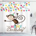 thumbnail image 1 of Ambesonne Birthday Shower Curtain, Monkey Cone Flag, 69"Wx75"L, Multicolor, 1 of 3