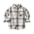 thumbnail image 1 of PINQI Kids Birthday Tops Toddler Boys Long Sleeve Winter Bow Shirt Tops Coat Outwear For Babys Clothes Plaid White, 1 of 7