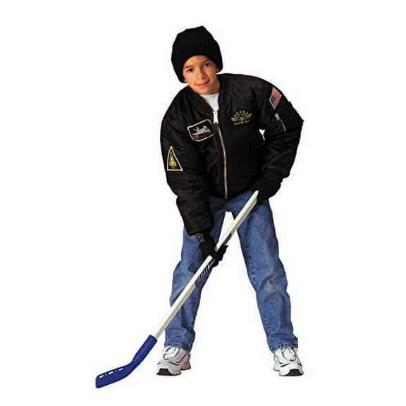 Kids Black Top Gun Flight Jackets With Patches - Large