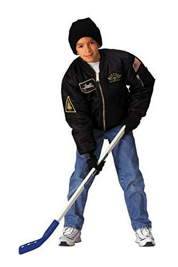 Kids Black Top Gun Flight Jackets With Patches - Small