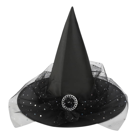 Kids Black Witch Hat Costume Pointed Design Oxford Fabric Lightweight Stage Performance Party Dress Up Hat Halloween Cosplay Festival Wear Boys Girls