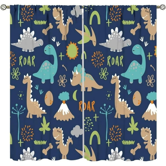 Kids Blackout Curtains,Each Panel W21 x 54" L,Cartoon Animal Cute Funny Dinosaur Rod Pocket Curtains for Boys Girls Bedroom Living Room Baby Room Nursery Window Drapes 2 Panel Set 42" x 54"