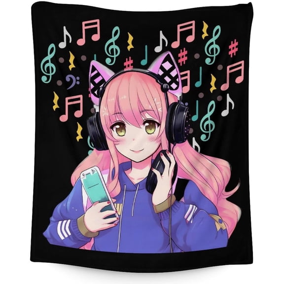 Kids Blanket - 50x40 Inches Small Flannel Blankets Gifts for Boys, Girls - Cute Black Soft Warm Fuzzy Throws for Bed, Couch Decor