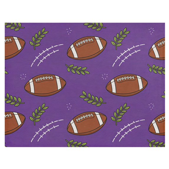 Kids Blanket 60 x 50 Inch Double-Sided Fleece Nap Mat for Travel,Purple Rugby Ball Printed Machine Washable
